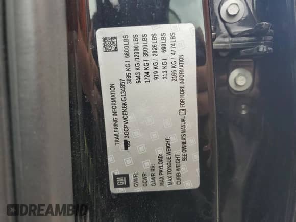 2019 Chevrolet Silverado 1500 LT с VIN 3GCPWCEK6KG134857, выставлен на аукционе Copart как лот 54511935 с пробегом 104 466 миль миль и Списание • Salvage title. История ставок и продаж доступна на DreamBid. Изображение 12.