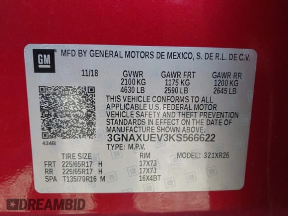 ✅ 2019 Chevrolet Equinox LT • VIN: 3GNAXUEV3KS566622 • Лот: 43110372. Опубликован ранее на IAAI с пробегом 82 187 миль. Бесплатный доступ к архиву аукционных продаж из США и подробный отчёт об истории автомобиля на DreamBid. Изображение 9.