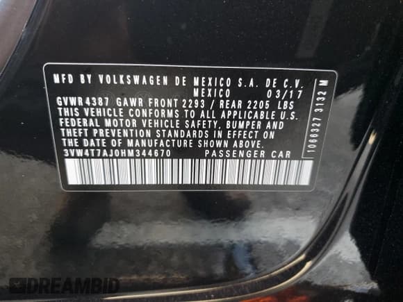 ✅ 2017 Volkswagen Jetta GLI • VIN: 3VW4T7AJ0HM344670 • Lot: 81318325. Listed on Copart with 150,782 mi. Free auction sales archive from the USA and detailed vehicle history report at DreamBid. Image 12.