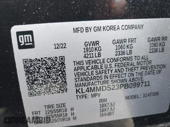 ✅ 2023 Buick Encore GX Select • VIN: KL4MMDS23PB099711 • Lot: 42756276. Listed on IAAI with 8,118 mi. Free auction sales archive from the USA and detailed vehicle history report at DreamBid. Image 9.