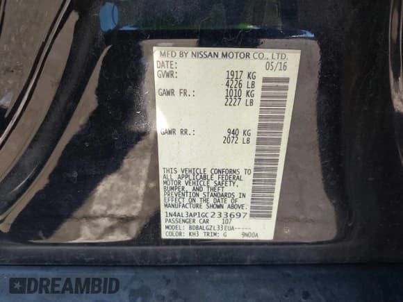 ✅ 2016 Nissan Altima SR • VIN: 1N4AL3AP1GC233697 • Lot: 43435513. Listed on IAAI with 241,036 mi. Free auction sales archive from the USA and detailed vehicle history report at DreamBid. Image 9.