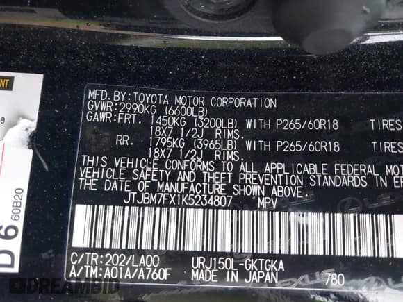 ✅ 2019 Lexus GX 460 • VIN: JTJBM7FX1K5234807 • Lot: 41698626. Listed on IAAI with 36,471 mi. Free auction sales archive from the USA and detailed vehicle history report at DreamBid. Image 9.