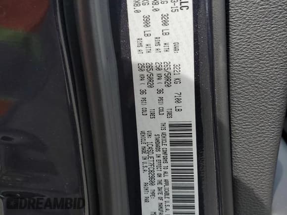 ✅ 2015 Dodge Durango Citadel • VIN: 1C4SDJET7FC829600 • Lot: 52747475. Listed on Copart with 88,852 mi. Free auction sales archive from the USA and detailed vehicle history report at DreamBid. Image 13.