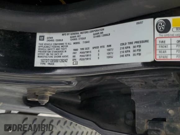 ✅ 2008 GMC Canyon SLE2 • VIN: 1GTDT13E088139242 • Lot: 64500975. Wystawiony na Copart z przebiegiem 176 211 mil. Bezpłatny archiwum sprzedaży aukcyjnych z USA i szczegółowy raport historii pojazdu na DreamBid. Zdjęcie 12.