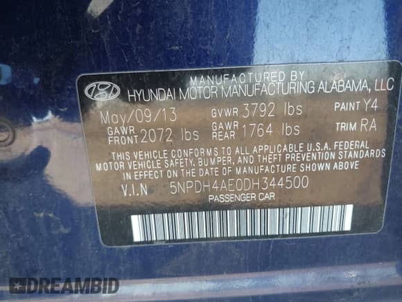 2013 Hyundai Elantra GLS с VIN 5NPDH4AE0DH344500, выставлен на аукционе IAAI как лот 43492356 с пробегом 189 143 миль миль и . История ставок и продаж доступна на DreamBid. Изображение 9.