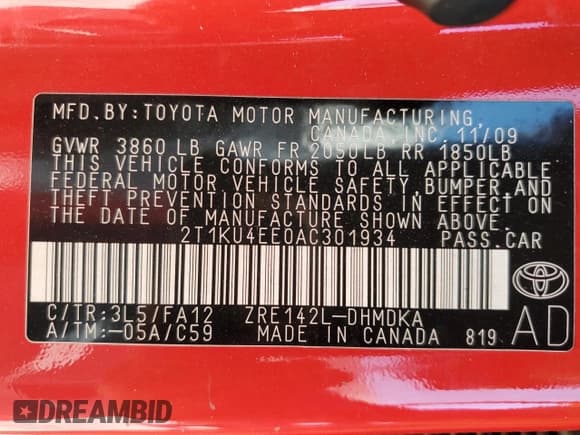 ✅ 2010 Toyota Matrix • VIN: 2T1KU4EE0AC301934 • Лот: 89484835. Опубликован ранее на Copart с пробегом 177 777 миль. Бесплатный доступ к архиву аукционных продаж из США и подробный отчёт об истории автомобиля на DreamBid. Изображение 12.