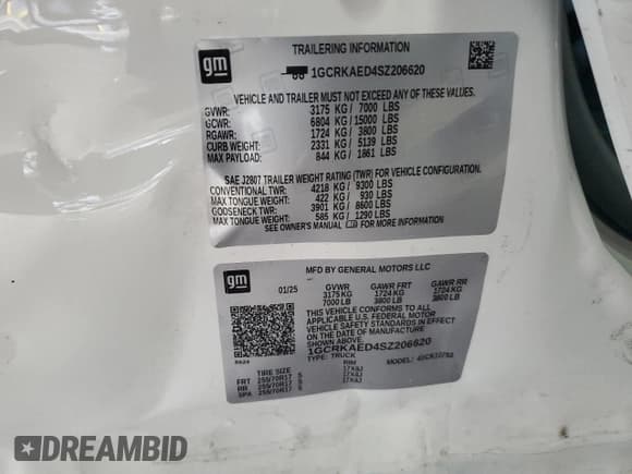 ✅ 2025 Chevrolet Silverado 1500 • VIN: 1GCRKAED4SZ206620 • Лот: 61067185. Опубликован ранее на Copart с пробегом 3 985 миль. Бесплатный доступ к архиву аукционных продаж из США и подробный отчёт об истории автомобиля на DreamBid. Изображение 12.