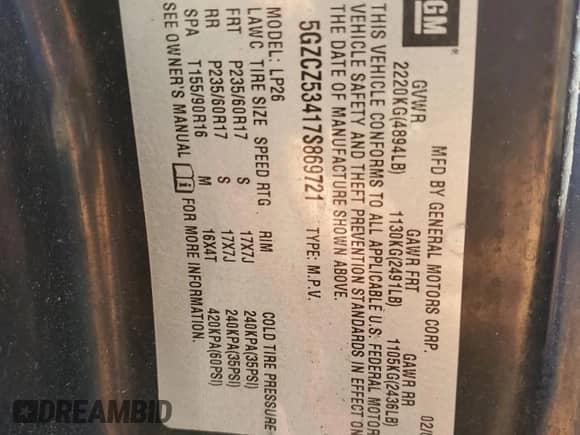 2007 Saturn VUE V6 с VIN 5GZCZ53417S869721, выставлен на аукционе Copart как лот 75938704 с пробегом 168 859 миль миль и Списание • Salvage title. История ставок и продаж доступна на DreamBid. Изображение 14.