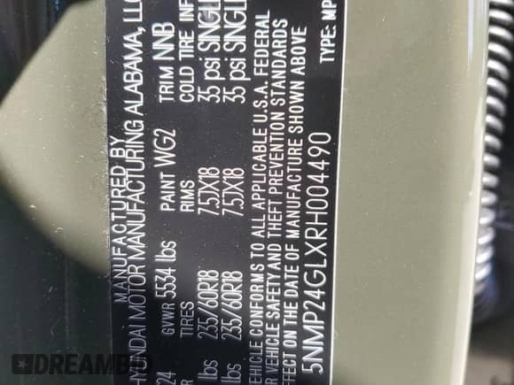 2024 Hyundai Santa Fe SEL с VIN 5NMP24GLXRH004490, выставлен на аукционе Copart как лот 48120395 с пробегом 7 510 миль миль и На запчасти • Non repairable. История ставок и продаж доступна на DreamBid. Изображение 15.