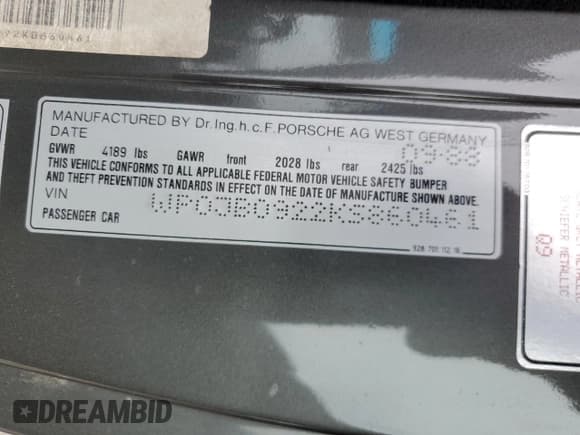 ✅ 1989 Porsche 928 • VIN: WP0JB0922KS860461 • Lot: 80435285. Wystawiony na Copart z przebiegiem 66 804 mil. Bezpłatny archiwum sprzedaży aukcyjnych z USA i szczegółowy raport historii pojazdu na DreamBid. Zdjęcie 12.