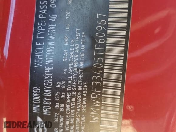 ✅ 2005 MINI Convertible • VIN: WMWRF33405TF60967 • Лот: 71851964. Опубликован ранее на Copart с пробегом 90 809 миль. Бесплатный доступ к архиву аукционных продаж из США и подробный отчёт об истории автомобиля на DreamBid. Изображение 12.