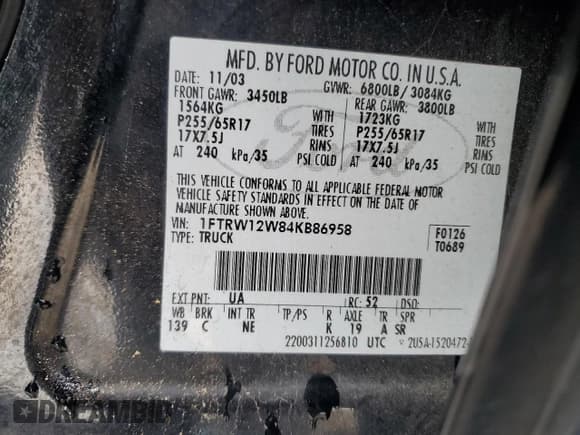 ✅ 2004 Ford F-150 XLT • VIN: 1FTRW12W84KB86958 • Lot: 85361455. Wystawiony na Copart z przebiegiem 218 360 mil. Bezpłatny archiwum sprzedaży aukcyjnych z USA i szczegółowy raport historii pojazdu na DreamBid. Zdjęcie 12.