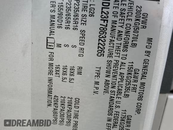 ✅ 2008 Chevrolet Equinox LS • VIN: 2CNDL23F786322265 • Лот: 41781325. Опубликован ранее на Copart с пробегом Не указан. Бесплатный доступ к архиву аукционных продаж из США и подробный отчёт об истории автомобиля на DreamBid. Изображение 16.