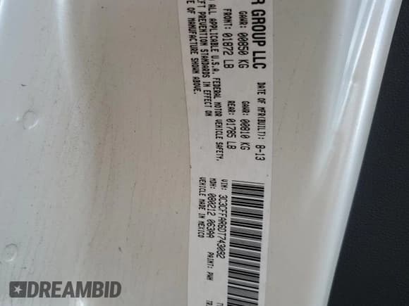 ✅ 2013 FIAT 500 Pop • VIN: 3C3CFFAR6DT743092 • Lot: 93311465. Listed on Copart with 103,238 mi. Free auction sales archive from the USA and detailed vehicle history report at DreamBid. Image 12.