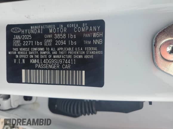 2025 Hyundai Elantra SE с VIN KMHLL4DG9SU974411, выставлен на аукционе Copart как лот 69435205 с пробегом 5 897 миль миль и Списание • Salvage title. История ставок и продаж доступна на DreamBid. Изображение 12.