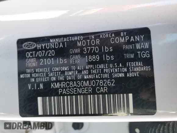 ✅ 2021 Hyundai Venue SEL • VIN: KMHRC8A30MU078262 • Lot: 47365875. Listed on Copart with 65,689 mi. Free auction sales archive from the USA and detailed vehicle history report at DreamBid. Image 14.