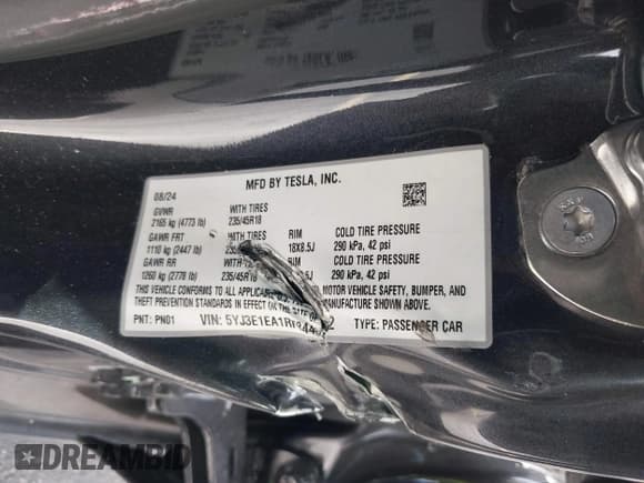 ✅ 2024 Tesla Model 3 • VIN: 5YJ3E1EA1RF844892 • Лот: 43583668. Опубликован ранее на IAAI с пробегом 19 556 миль. Бесплатный доступ к архиву аукционных продаж из США и подробный отчёт об истории автомобиля на DreamBid. Изображение 9.