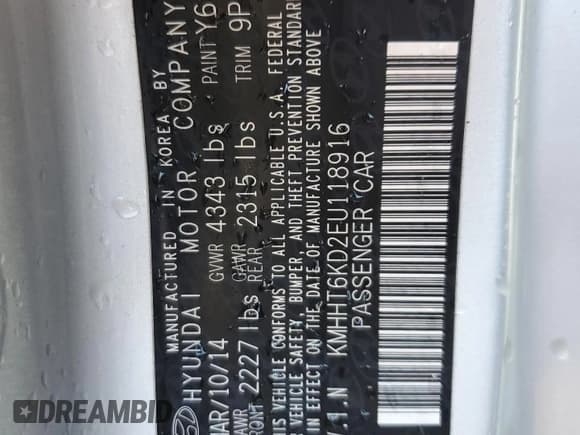 ✅ 2014 Hyundai Genesis Coupe 2.0T • VIN: KMHHT6KD2EU118916 • Лот: 83089544. Опубликован ранее на Copart с пробегом Не указан. Бесплатный доступ к архиву аукционных продаж из США и подробный отчёт об истории автомобиля на DreamBid. Изображение 14.