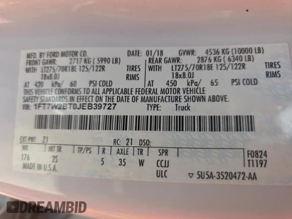 ✅ 2018 Ford F-250 XL • VIN: 1FT7W2BT0JEB39727 • Lot: 57300515. Listed on Copart with 223,881 mi. Free auction sales archive from the USA and detailed vehicle history report at DreamBid. Image 10.