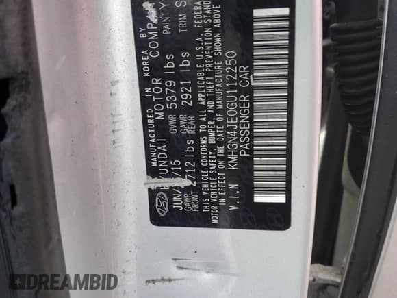 2016 Hyundai Genesis 3.8L z VIN KMHGN4JE0GU112250, wystawiony jako Copart lot #70457744 z przebiegiem 273 790 mil mil oraz Czysty tytuł • Clean title. Historia ofert i sprzedaży dostępna na DreamBid. Obrazek 12.