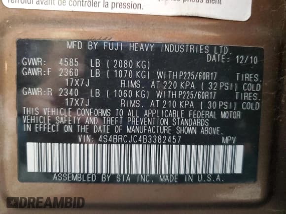 ✅ 2011 Subaru Outback Limited • VIN: 4S4BRCJC4B3382457 • Lot: 68268585. Wystawiony na Copart z przebiegiem 174 287 mil. Bezpłatny archiwum sprzedaży aukcyjnych z USA i szczegółowy raport historii pojazdu na DreamBid. Zdjęcie 13.