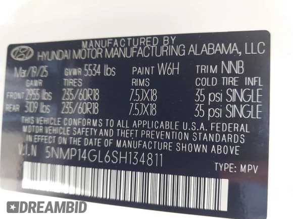 ✅ 2025 Hyundai Santa Fe SE • VIN: 5NMP14GL6SH134811 • Lot: 43112938. Wystawiony na IAAI z przebiegiem 7 924 mil. Bezpłatny archiwum sprzedaży aukcyjnych z USA i szczegółowy raport historii pojazdu na DreamBid. Zdjęcie 9.
