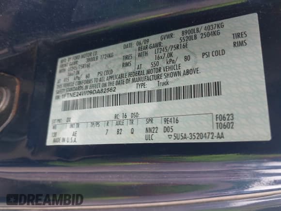 ✅ 2009 Ford Econoline Cargo Commercial • VIN: 1FTNE24W09DA82562 • Lot: 42701633. Listed on IAAI with 214,815 mi. Free auction sales archive from the USA and detailed vehicle history report at DreamBid. Image 9.