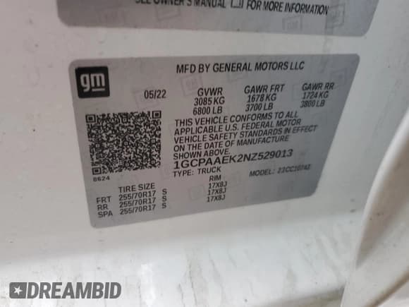 ✅ 2022 Chevrolet Silverado 1500 Work Truck • VIN: 1GCPAAEK2NZ529013 • Lot: 43654455. Wystawiony na Copart z przebiegiem 22 609 mil. Bezpłatny archiwum sprzedaży aukcyjnych z USA i szczegółowy raport historii pojazdu na DreamBid. Zdjęcie 12.
