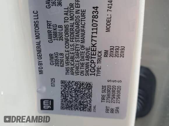 2026 Chevrolet Colorado 4WD Trail Boss с VIN 1GCPTEEK7T1107834, выставлен на аукционе Copart как лот 89877325 с пробегом 1 549 миль миль и Списание • Salvage title. История ставок и продаж доступна на DreamBid. Изображение 12.