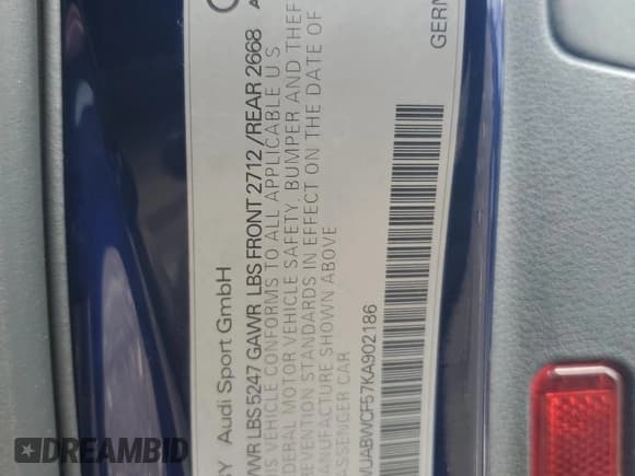 ✅ 2019 Audi RS 5 Sportback • VIN: WUABWCF57KA902186 • Lot: 45460843. Wystawiony na Copart z przebiegiem 74 452 mil. Bezpłatny archiwum sprzedaży aukcyjnych z USA i szczegółowy raport historii pojazdu na DreamBid. Zdjęcie 12.