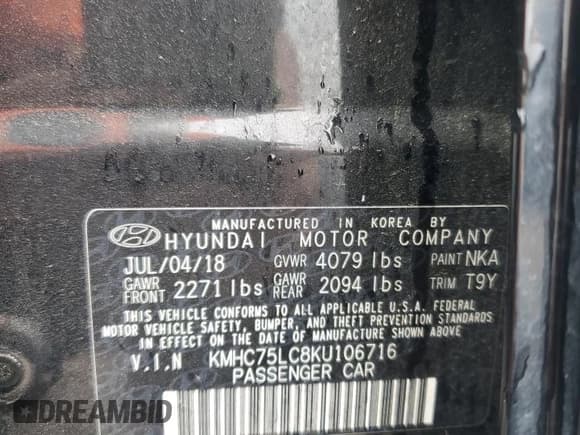 ✅ 2019 Hyundai Ioniq SEL • VIN: KMHC75LC8KU106716 • Lot: 53652815. Wystawiony na Copart z przebiegiem 49 948 mil. Bezpłatny archiwum sprzedaży aukcyjnych z USA i szczegółowy raport historii pojazdu na DreamBid. Zdjęcie 12.