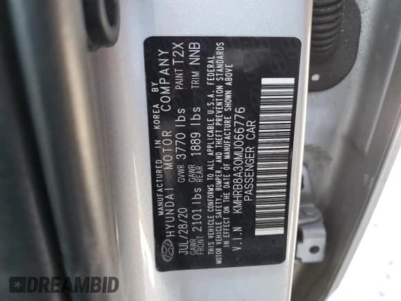 ✅ 2021 Hyundai Venue SE • VIN: KMHRB8A30MU066776 • Lot: 46677135. Listed on Copart with 79,995 mi. Free auction sales archive from the USA and detailed vehicle history report at DreamBid. Image 14.