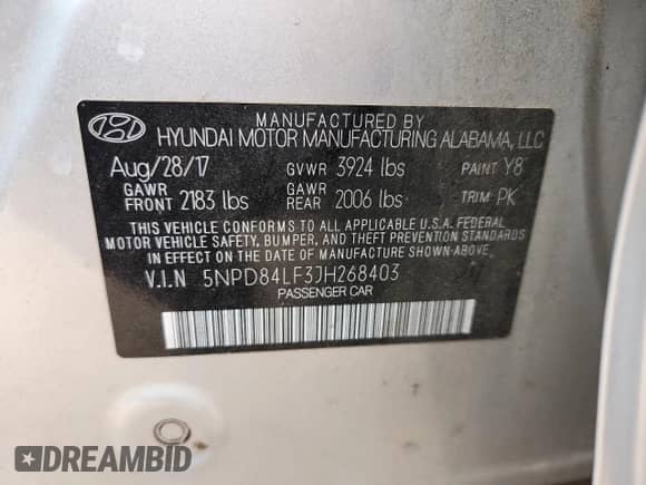 2018 Hyundai Elantra SEL с VIN 5NPD84LF3JH268403, выставлен на аукционе Copart как лот 85160585 с пробегом 65 360 миль миль и Списание • Salvage title. История ставок и продаж доступна на DreamBid. Изображение 13.