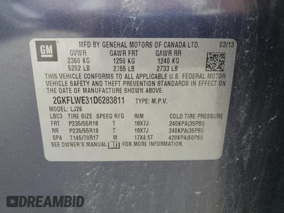 ✅ 2013 GMC Terrain SLT • VIN: 2GKFLWE31D6283811 • Lot: 81328185. Listed on Copart with 204,547 mi. Free auction sales archive from the USA and detailed vehicle history report at DreamBid. Image 12.