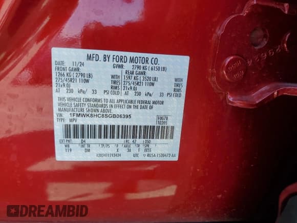 ✅ 2025 Ford Explorer Platinum • VIN: 1FMWK8HC8SGB06395 • Lot: 81034175. Wystawiony na Copart z przebiegiem Nie podano. Bezpłatny archiwum sprzedaży aukcyjnych z USA i szczegółowy raport historii pojazdu na DreamBid. Zdjęcie 14.