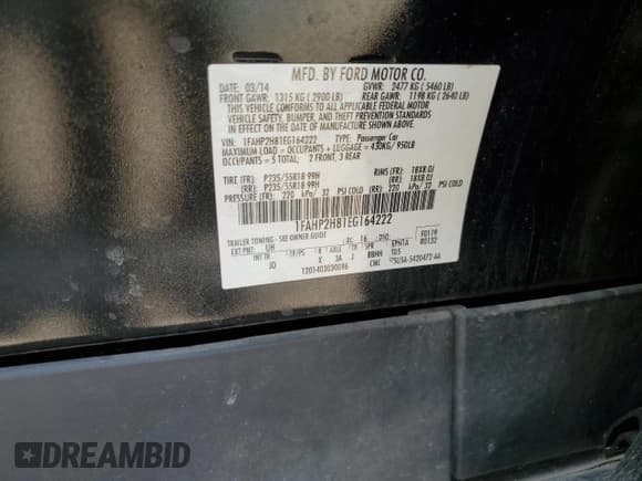 ✅ 2014 Ford Taurus SEL • VIN: 1FAHP2H81EG164222 • Lot: 63424105. Wystawiony na Copart z przebiegiem 134 695 mil. Bezpłatny archiwum sprzedaży aukcyjnych z USA i szczegółowy raport historii pojazdu na DreamBid. Zdjęcie 12.