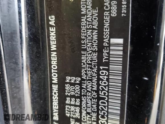 ✅ 2013 BMW 3 Series 328i • VIN: WBADW3C52DJ526491 • Lot: 82376525. Listed on Copart with Not provided. Free auction sales archive from the USA and detailed vehicle history report at DreamBid. Image 12.