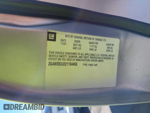 ✅ 2002 Buick Century Custom • VIN: 2G4WS52J221194458 • Lot: 43595510. Wystawiony na IAAI z przebiegiem Nie podano. Bezpłatny archiwum sprzedaży aukcyjnych z USA i szczegółowy raport historii pojazdu na DreamBid. Zdjęcie 9.