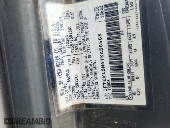 ✅ 1996 Ford F-150 • VIN: 1FTEX15N4TKA50503 • Lot: 85056475. Wystawiony na Copart z przebiegiem Nie podano. Bezpłatny archiwum sprzedaży aukcyjnych z USA i szczegółowy raport historii pojazdu na DreamBid. Zdjęcie 12.