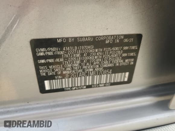 ✅ 2021 Subaru Crosstrek • VIN: JF2GTABC1M8370854 • Lot: 91890775. Wystawiony na Copart z przebiegiem 71 043 mil. Bezpłatny archiwum sprzedaży aukcyjnych z USA i szczegółowy raport historii pojazdu na DreamBid. Zdjęcie 13.