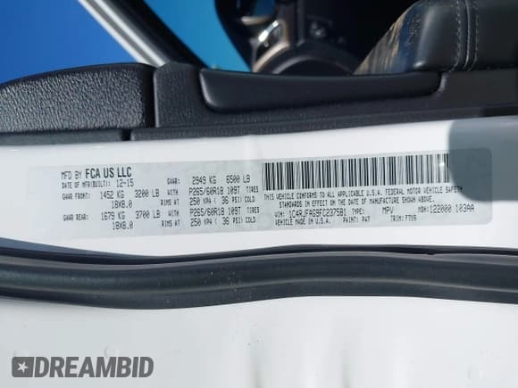 ✅ 2015 Jeep Grand Cherokee Altitude • VIN: 1C4RJFAG9FC237581 • Lot: 43226454. Listed on IAAI with 175,124 mi. Free auction sales archive from the USA and detailed vehicle history report at DreamBid. Image 9.