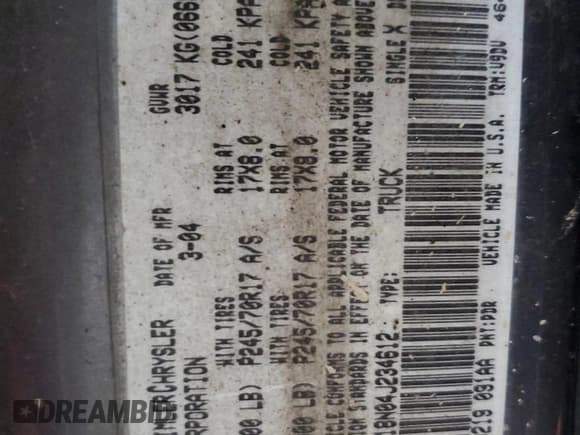 ✅ 2004 Dodge 1500 SLT • VIN: 1D7HU18N04J234612 • Лот: 92293085. Опубликован ранее на Copart с пробегом 150 681 миль. Бесплатный доступ к архиву аукционных продаж из США и подробный отчёт об истории автомобиля на DreamBid. Изображение 13.