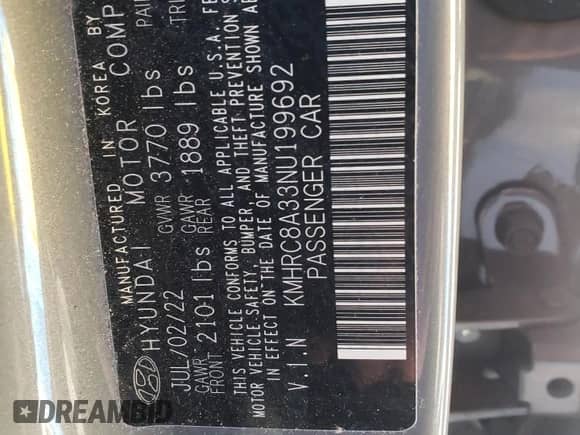 ✅ 2022 Hyundai Venue SEL • VIN: KMHRC8A33NU199692 • Lot: 89556155. Wystawiony na Copart z przebiegiem 66 976 mil. Bezpłatny archiwum sprzedaży aukcyjnych z USA i szczegółowy raport historii pojazdu na DreamBid. Zdjęcie 14.
