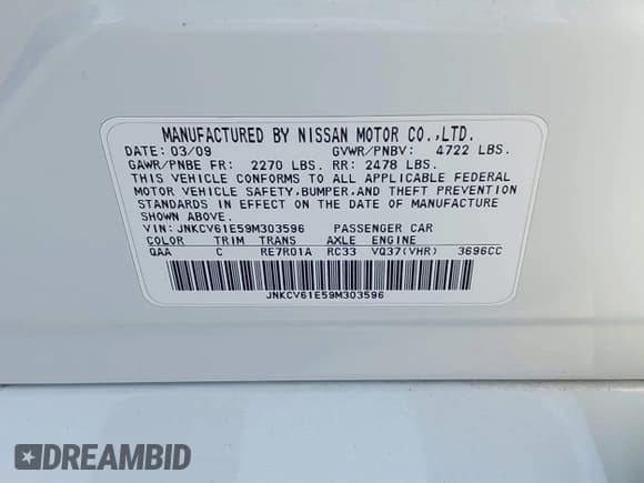 ✅ 2009 Infiniti G37 Journey • VIN: JNKCV61E59M303596 • Лот: 41582752. Опубликован ранее на IAAI с пробегом 158 903 миль. Бесплатный доступ к архиву аукционных продаж из США и подробный отчёт об истории автомобиля на DreamBid. Изображение 9.