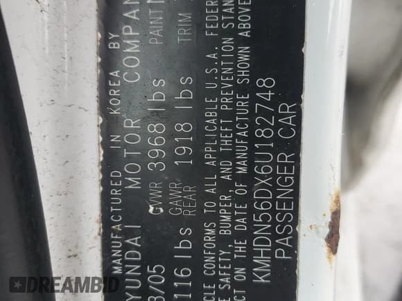 ✅ 2006 Hyundai Elantra GLS • VIN: KMHDN56DX6U182748 • Lot: 48029505. Wystawiony na Copart z przebiegiem Nie podano. Bezpłatny archiwum sprzedaży aukcyjnych z USA i szczegółowy raport historii pojazdu na DreamBid. Zdjęcie 14.