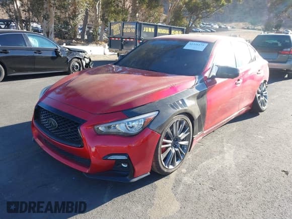 ✅ 2021 Infiniti Q50 Red Sport 400 • VIN: JN1FV7DP3MM850783 • Lot: 41335175. Listed on IAAI with 59,113 mi. Free auction sales archive from the USA and detailed vehicle history report at DreamBid. Image 2.