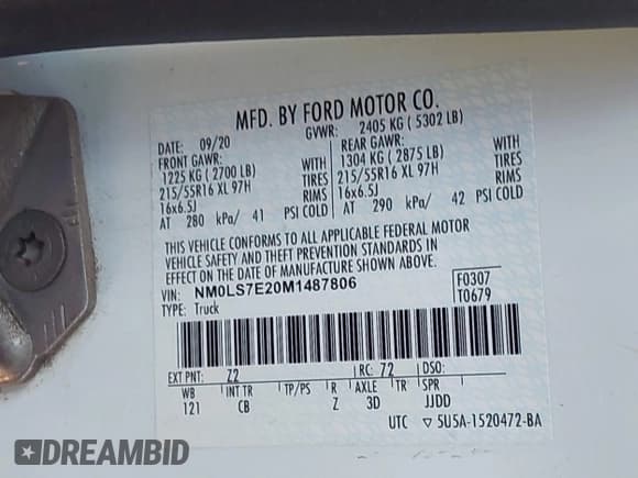 ✅ 2021 Ford Transit Connect XL • VIN: NM0LS7E20M1487806 • Lot: 42579426. Listed on IAAI with 109,878 mi. Free auction sales archive from the USA and detailed vehicle history report at DreamBid. Image 9.