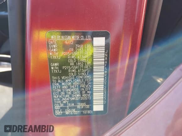 ✅ 2013 Nissan Juke S • VIN: JN8AF5MR3DT203272 • Lot: 42656211. Wystawiony na IAAI z przebiegiem 99 299 mil. Bezpłatny archiwum sprzedaży aukcyjnych z USA i szczegółowy raport historii pojazdu na DreamBid. Zdjęcie 9.