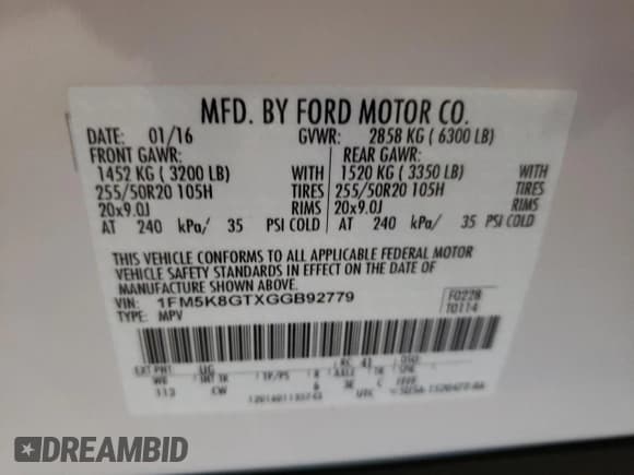 ✅ 2016 Ford Explorer Sport • VIN: 1FM5K8GTXGGB92779 • Lot: 90871675. Wystawiony na Copart z przebiegiem 125 463 mil. Bezpłatny archiwum sprzedaży aukcyjnych z USA i szczegółowy raport historii pojazdu na DreamBid. Zdjęcie 13.