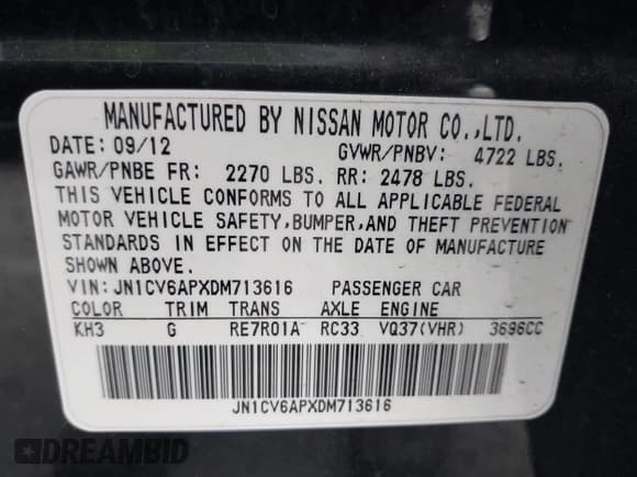 ✅ 2013 Infiniti G37 Journey • VIN: JN1CV6APXDM713616 • Lot: 42032833. Listed on IAAI with 109,897 mi. Free auction sales archive from the USA and detailed vehicle history report at DreamBid. Image 9.